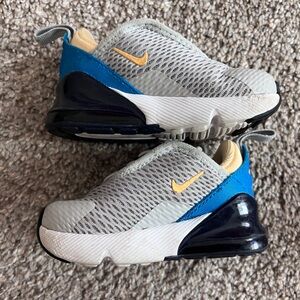 Nike Air Max 270 boys girls unisex gray, blue, orange sneakers 5c NO BOX